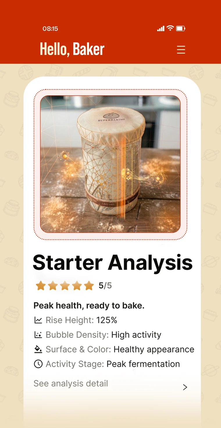 BakeSide starter analysis: 5 out of 5, rise height and bubble density